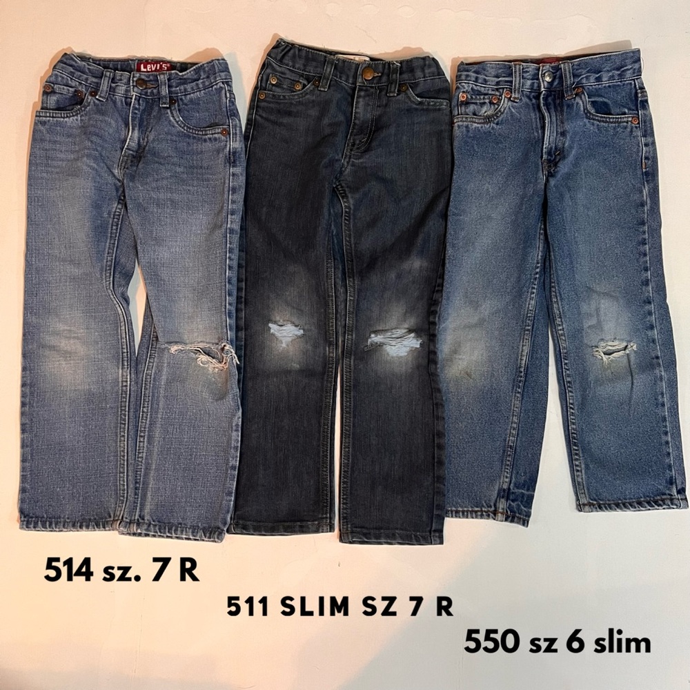 Boys Levi’s bundle distressed blue jeans 511, 514 & 550 styles broke in soft